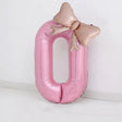 Bow Number Balloons Foil Mylar Large 40” Number 0 Pearl Pink - YauSpark