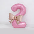 Bow Number Balloons Foil Mylar Large 40” Number 2 Pearl Pink - YauSpark