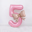 Bow Number Balloons Foil Mylar Large 40” Number 5 Pearl Pink - YauSpark