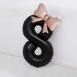 Bow Number Balloons Foil Mylar Large 40” Number 8 Black - YauSpark