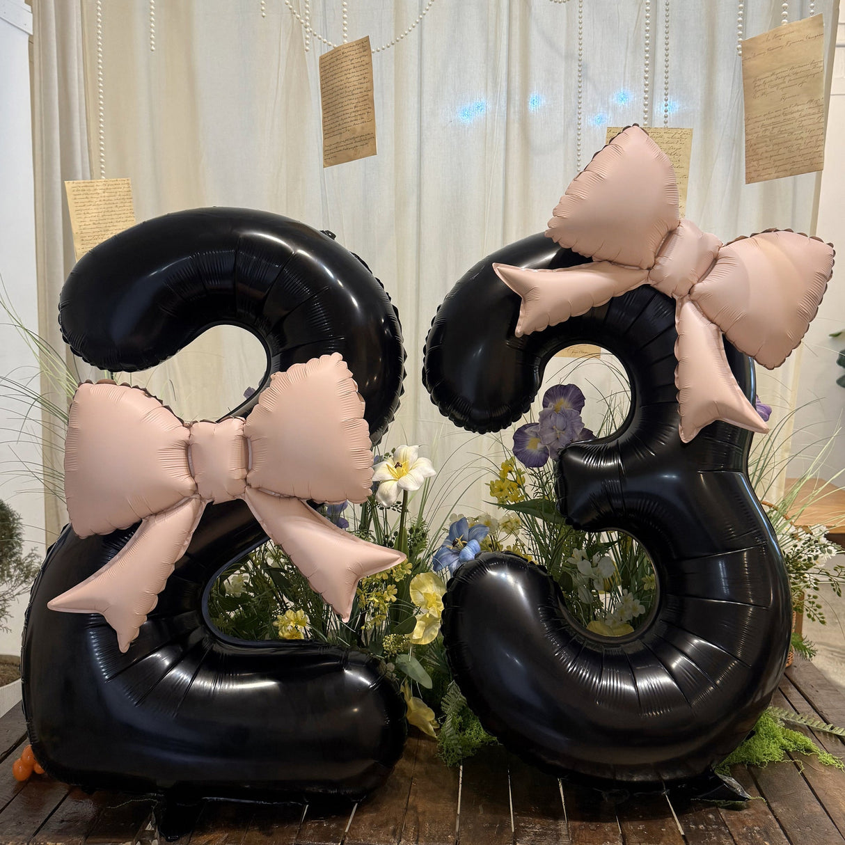 Bow Number Balloons Foil Mylar Large 40” Number 9 Black - YauSpark