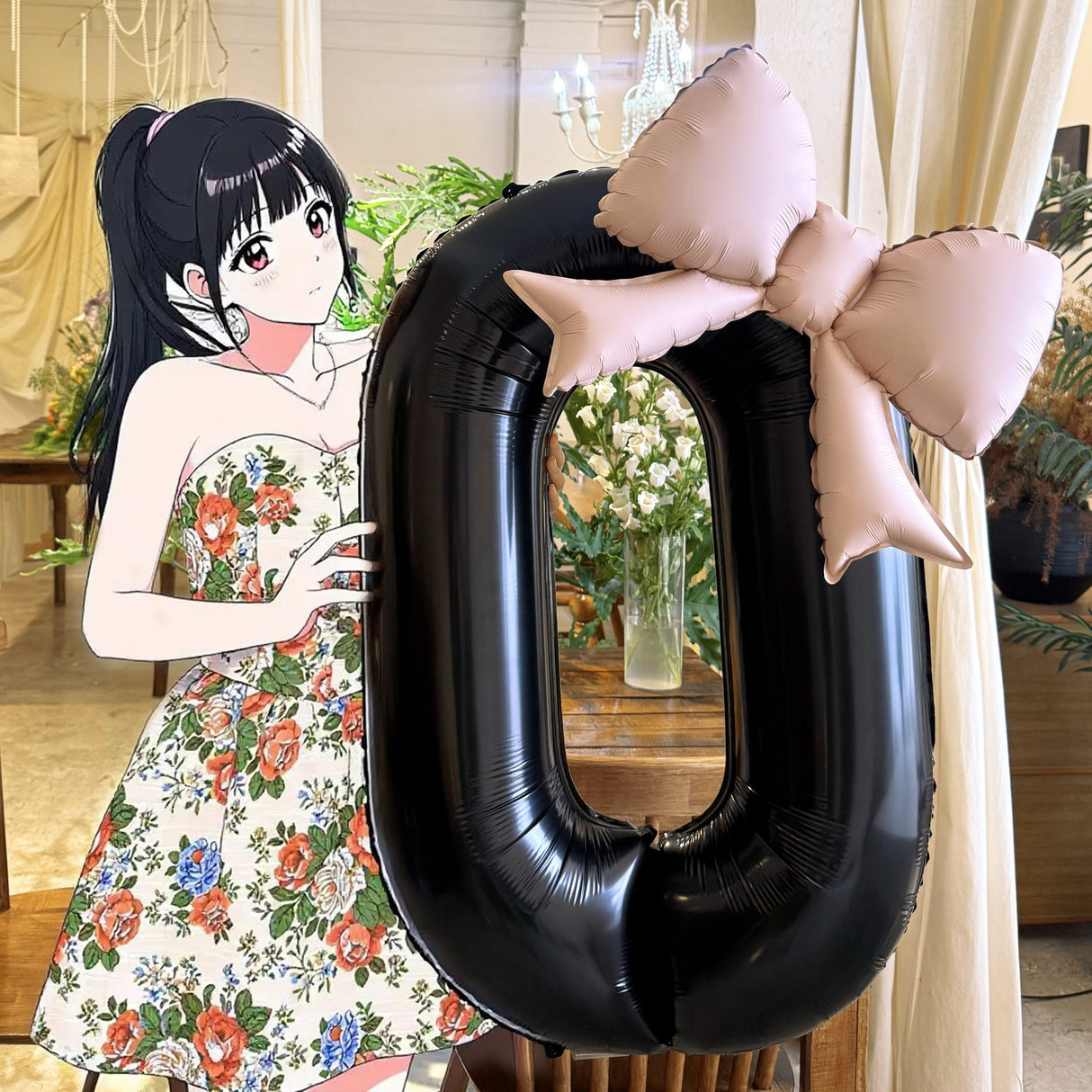 Bow Number Balloons Foil Mylar Large 40” Number 9 Black - YauSpark