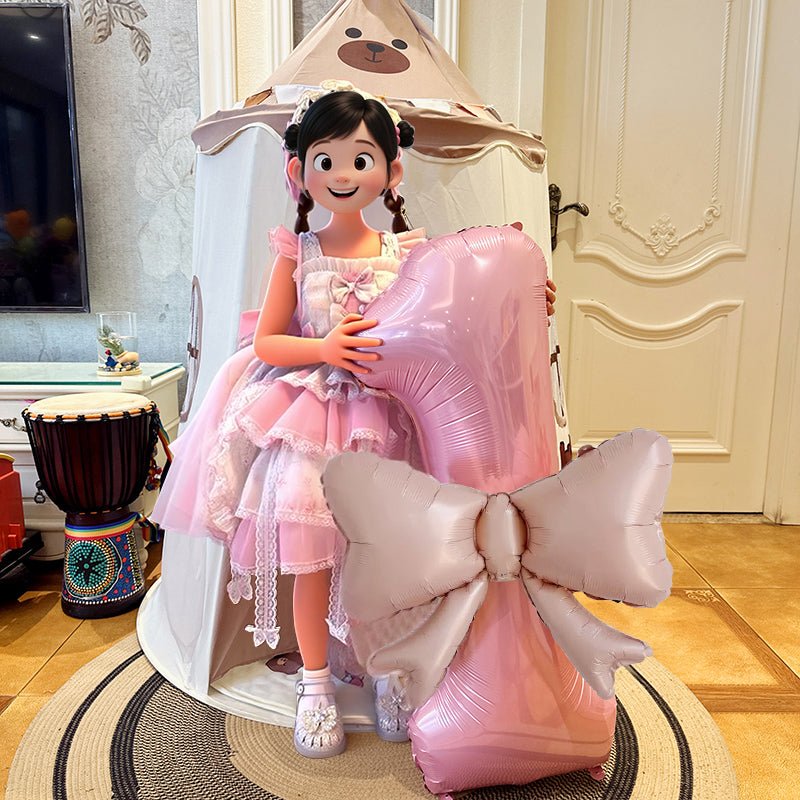 Bow Number Balloons Foil Mylar Large 40” Number 9 Pearl Pink - YauSpark