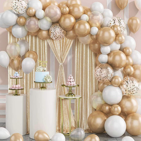 Champagne Sequin Backdrop Drape Curtains with Rod Pockets - 8ftx8ft - YauSpark