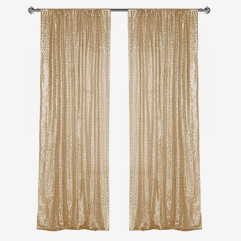 Champagne Sequin Backdrop Drape Curtains with Rod Pockets - 8ftx8ft - YauSpark