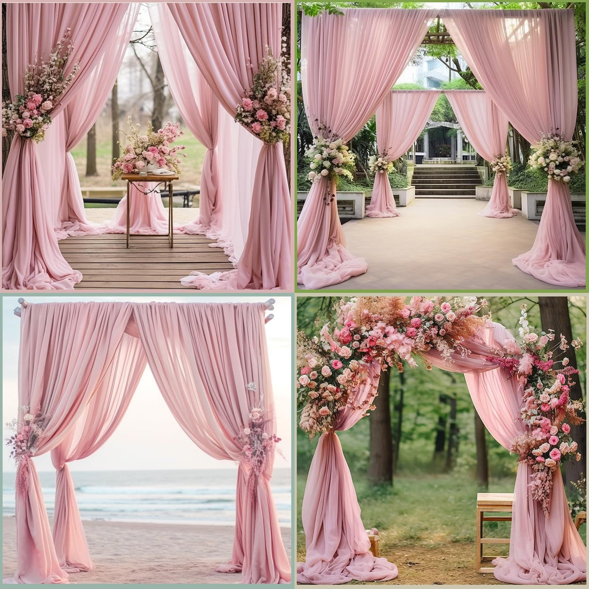 Chiffon Ceiling Drapery With Rod Pocket 5ftx32ft Bean Paste Pink - YauSpark