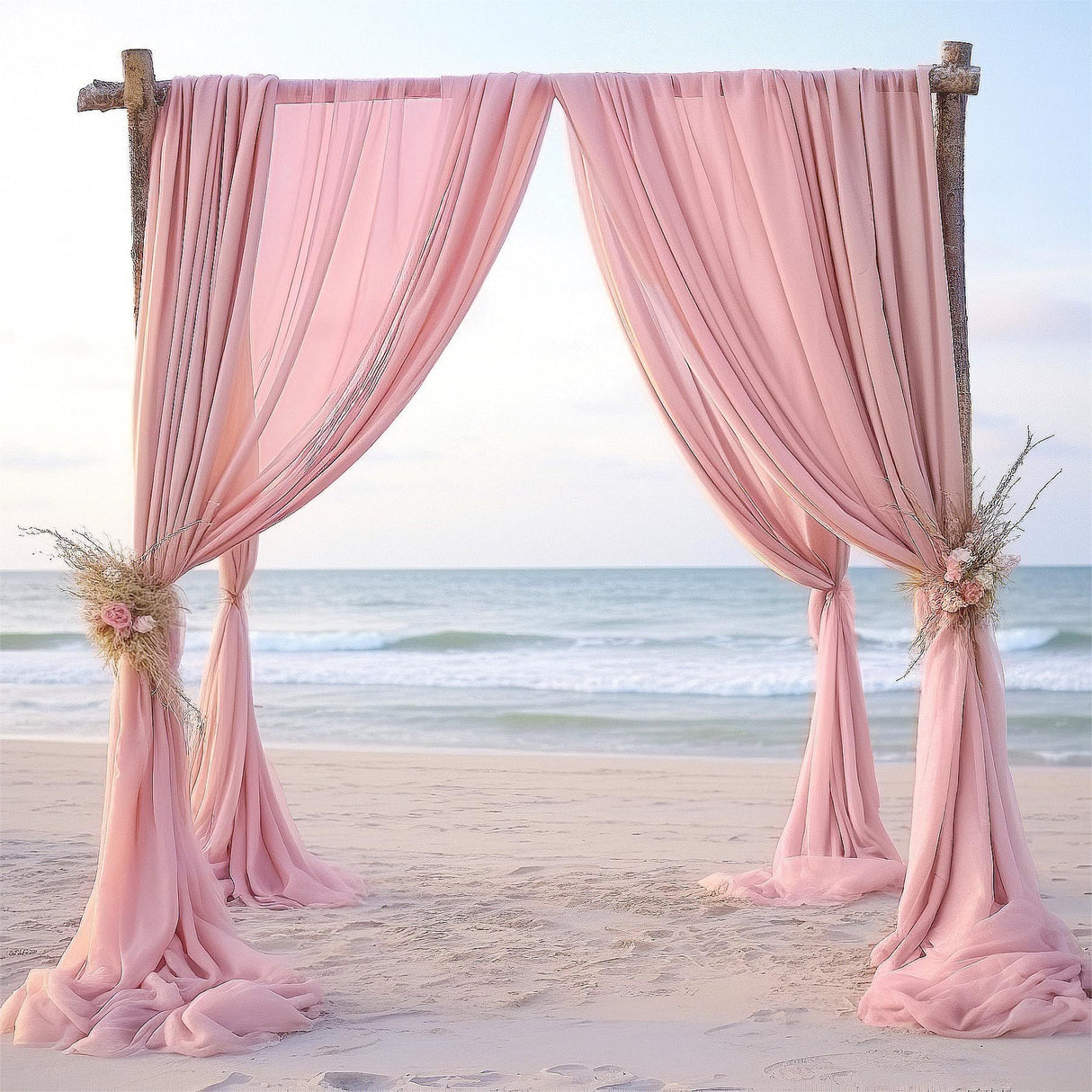 Chiffon Ceiling Drapery With Rod Pocket 5ftx32ft Bean Paste Pink - YauSpark