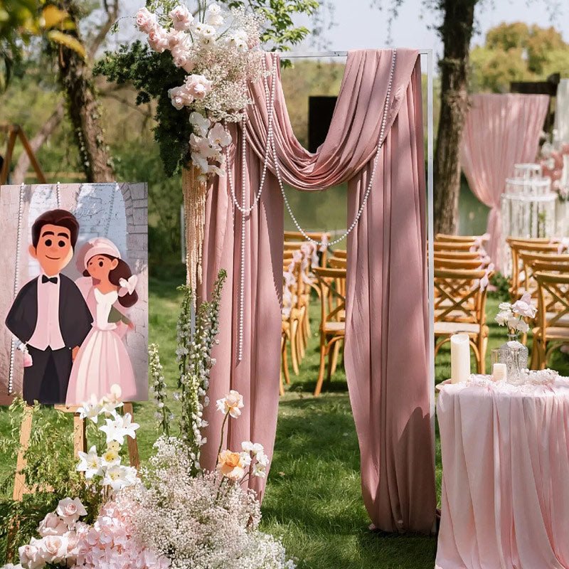 Chiffon Ceiling Drapery With Rod Pocket 5ftx32ft Bean Paste Pink - YauSpark