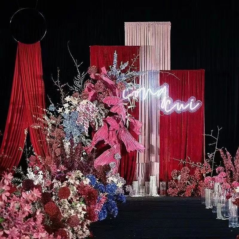 Chiffon Ceiling Drapery With Rod Pocket 5ftx32ft Burgundy - YauSpark