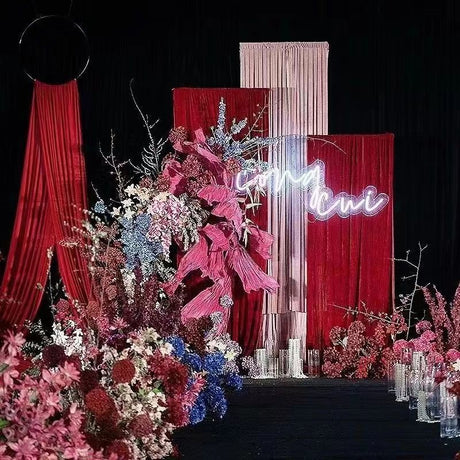 Chiffon Ceiling Drapery With Rod Pocket 5ftx32ft Burgundy - YauSpark