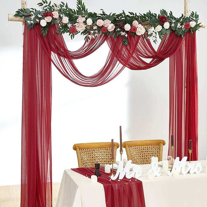 Chiffon Ceiling Drapery With Rod Pocket 5ftx32ft Burgundy - YauSpark