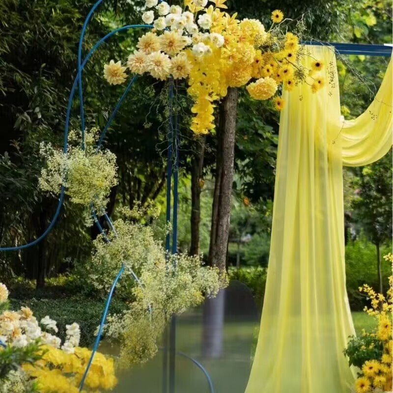 Chiffon Ceiling Drapery With Rod Pocket 5ftx32ft Lemon Yellow - YauSpark