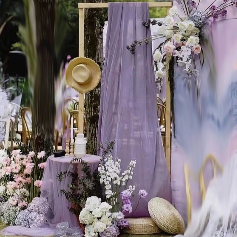 Chiffon Ceiling Drapery With Rod Pocket 5ftx32ft Light Purple - YauSpark