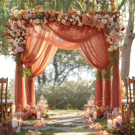 Chiffon Ceiling Drapery With Rod Pocket 5ftx32ft Orange - YauSpark