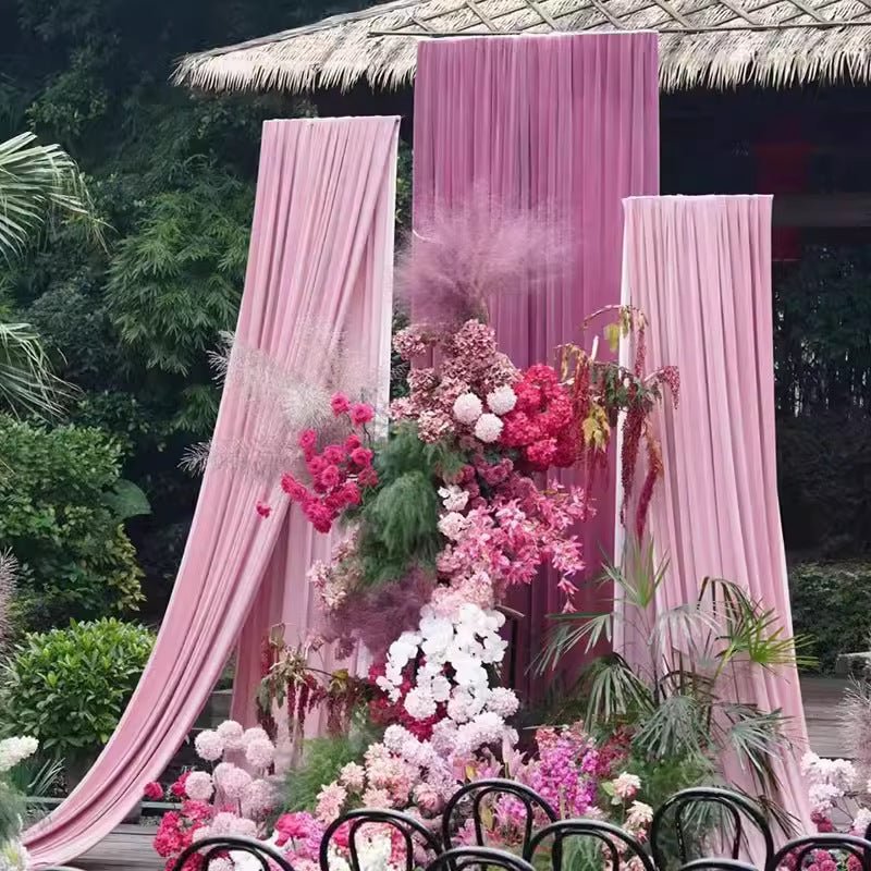 Chiffon Ceiling Drapery With Rod Pocket 5ftx32ft Pink - YauSpark