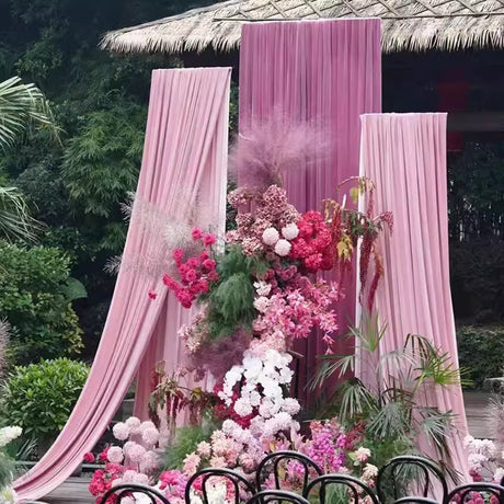 Chiffon Ceiling Drapery With Rod Pocket 5ftx32ft Pink - YauSpark