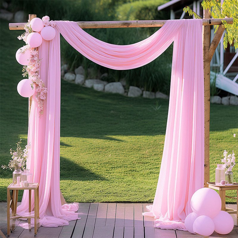 Chiffon Ceiling Drapery With Rod Pocket 5ftx32ft Pink - YauSpark