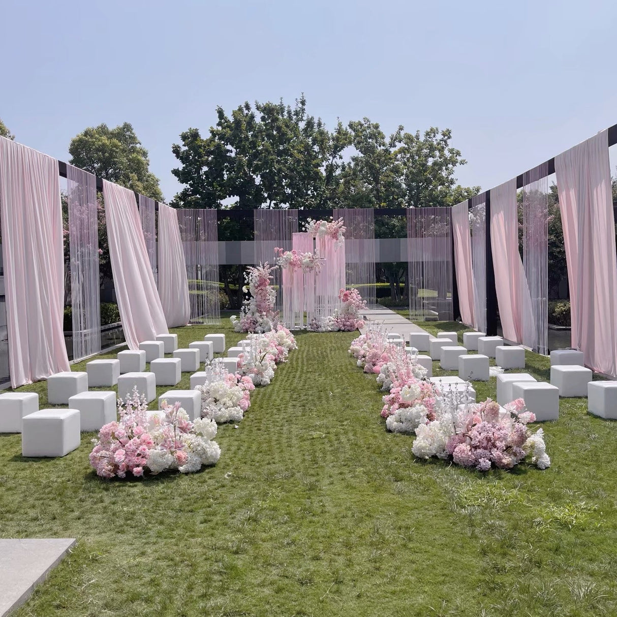 Chiffon Ceiling Drapery With Rod Pocket 5ftx32ft Pink - YauSpark