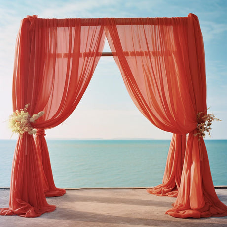 Chiffon Ceiling Drapery With Rod Pocket 5ftx32ft Red - YauSpark