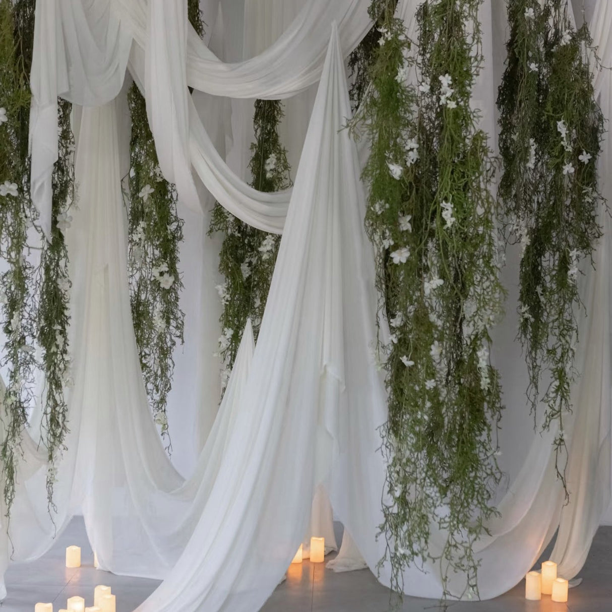 Chiffon Ceiling Drapery With Rod Pocket 5ftx32ft White - YauSpark