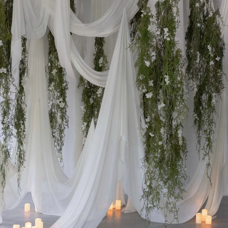 Chiffon Ceiling Drapery With Rod Pocket 5ftx32ft White - YauSpark