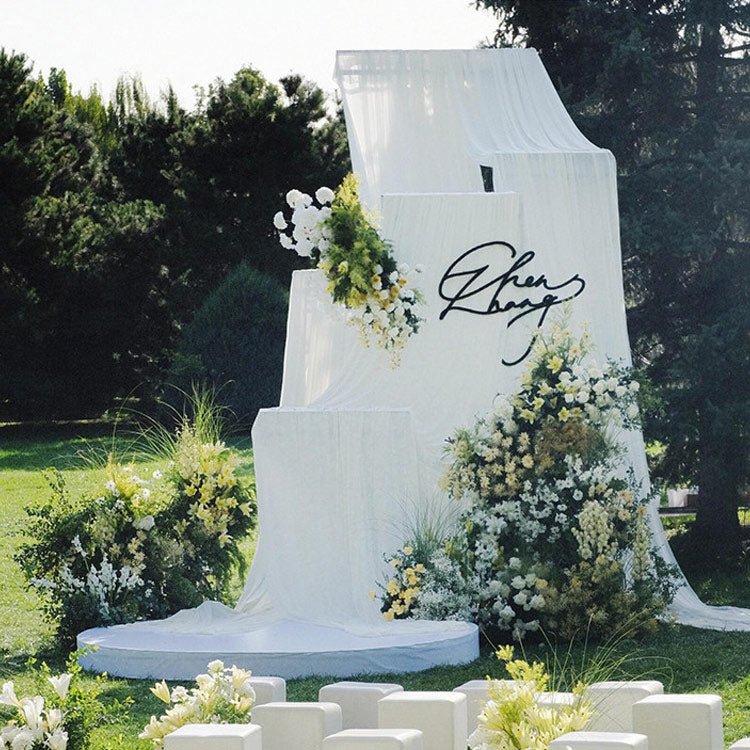 Chiffon Ceiling Drapery With Rod Pocket 5ftx32ft White - YauSpark