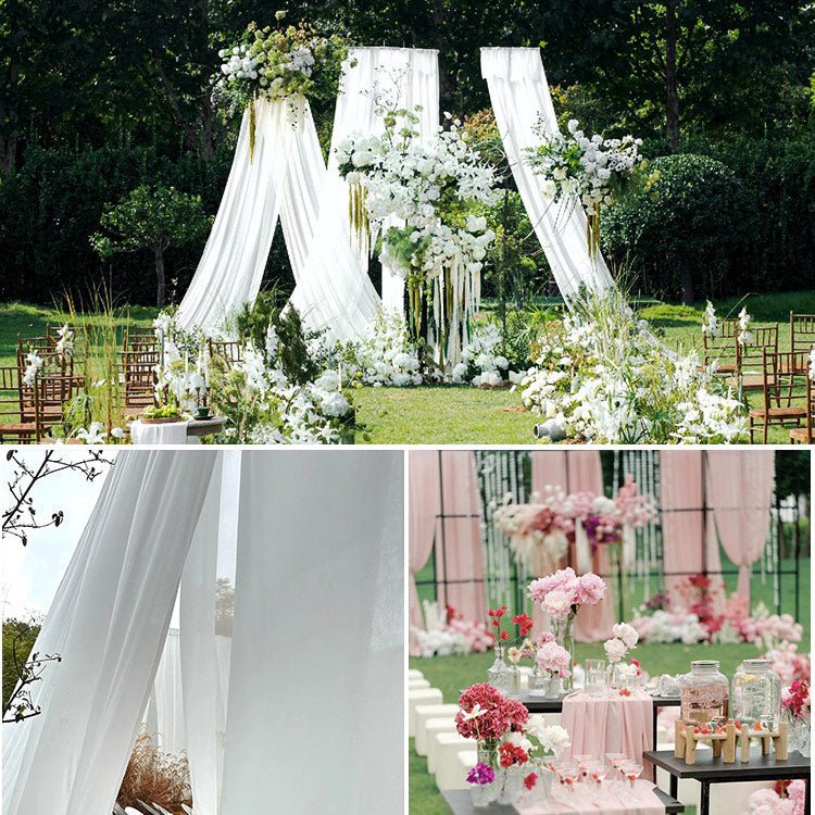 Chiffon Ceiling Drapery With Rod Pocket 5ftx32ft White - YauSpark