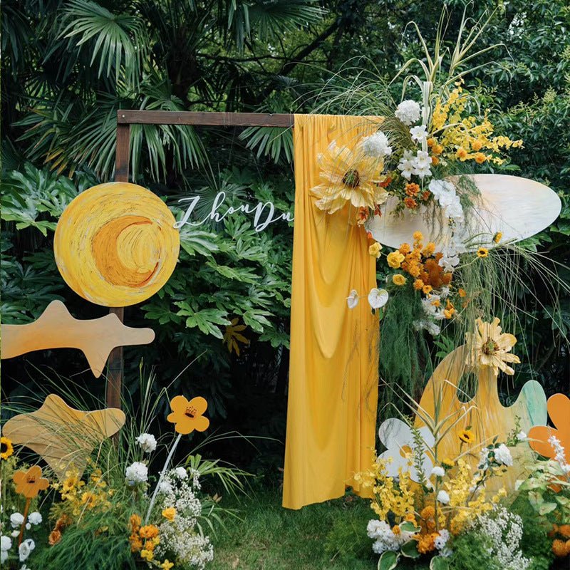 Chiffon Ceiling Drapery With Rod Pocket 5ftx32ft Yellow - YauSpark