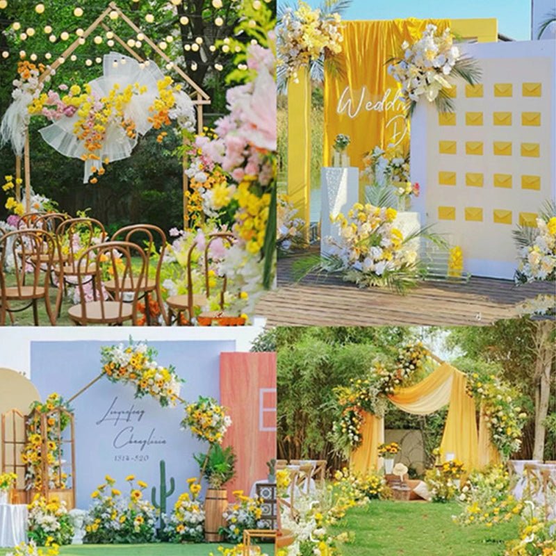 Chiffon Ceiling Drapery With Rod Pocket 5ftx32ft Yellow - YauSpark