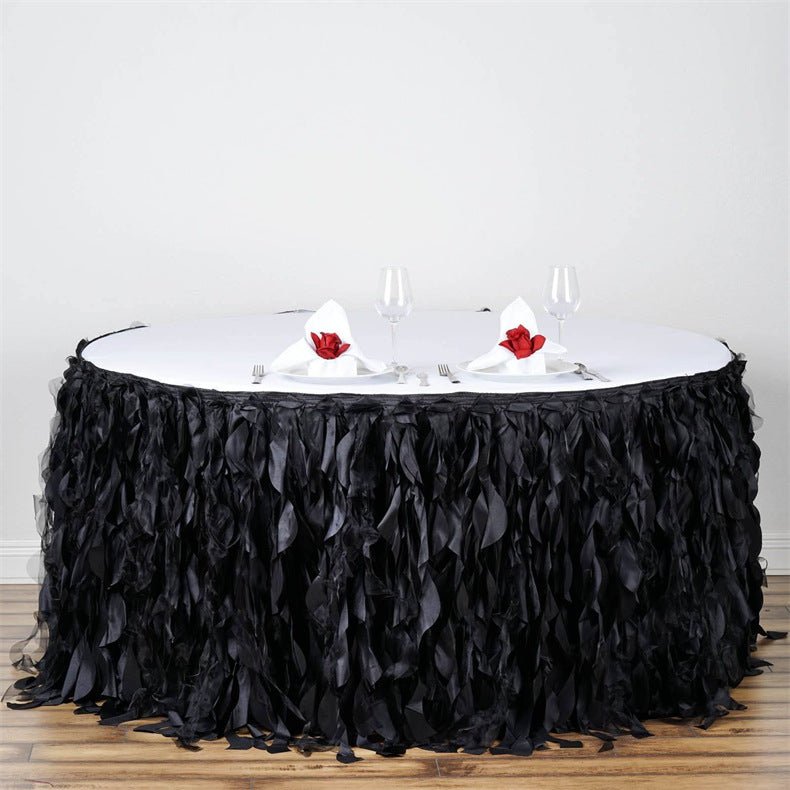 Curly Willow 14ft Table Skirt Black - YauSpark