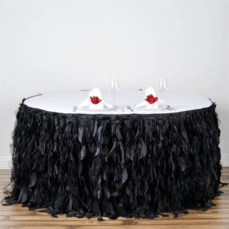 Curly Willow 14ft Table Skirt Black - YauSpark