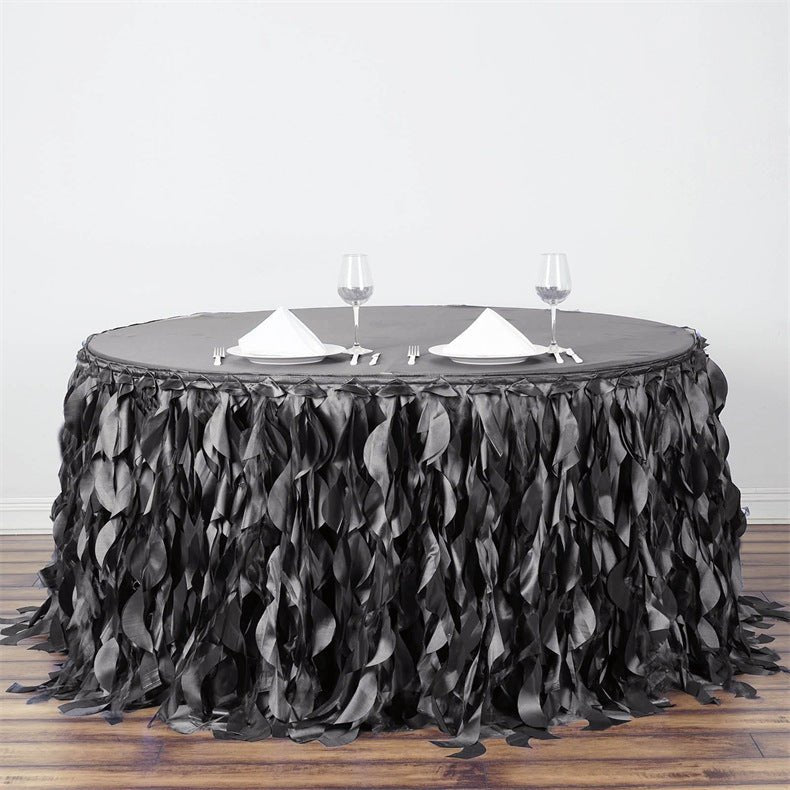 Curly Willow 14ft Table Skirt Dark Gray - YauSpark