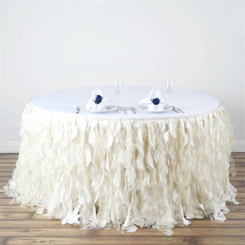 Curly Willow 14ft Table Skirt Off White - YauSpark