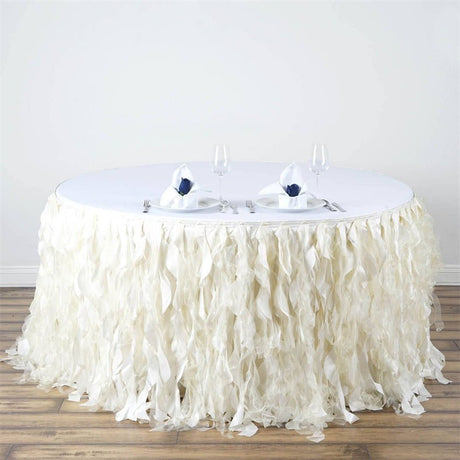 Curly Willow 14ft Table Skirt Off White - YauSpark