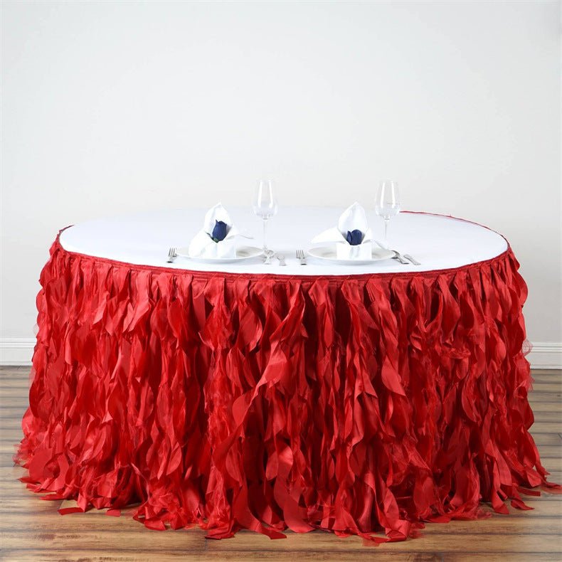 Curly Willow 14ft Table Skirt Red - YauSpark
