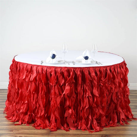Curly Willow 14ft Table Skirt Red - YauSpark