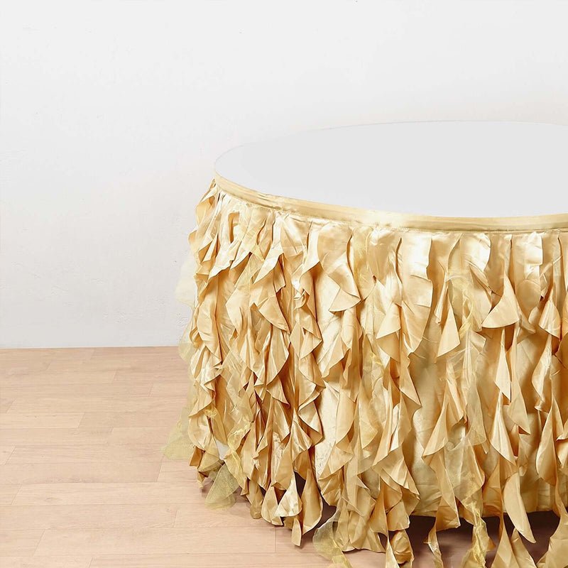Curly Willow 14ft Table Skirt White - YauSpark