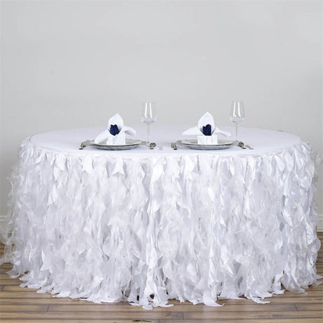 Curly Willow 14ft Table Skirt White - YauSpark