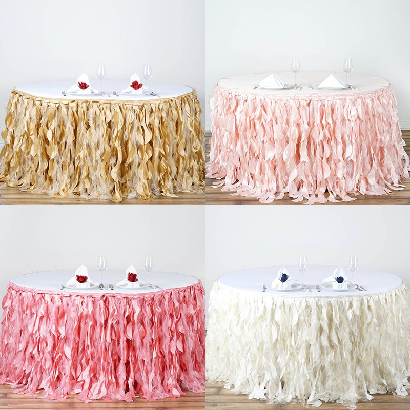 Curly Willow 14ft Table Skirt White - YauSpark