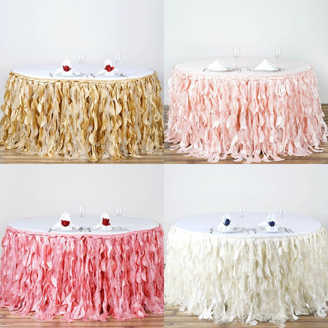 Curly Willow 14ft Table Skirt White - YauSpark