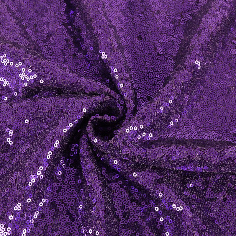 Dark Purple Sequin Backdrop Drape Curtains with Rod Pockets - 8ftx8ft - YauSpark