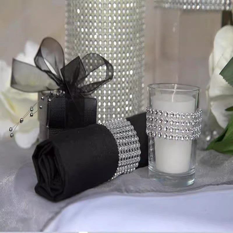 Diamond Rhinestone Ribbon Wrap Roll 5"x10 Yards Shiny Rose Gold - YauSpark