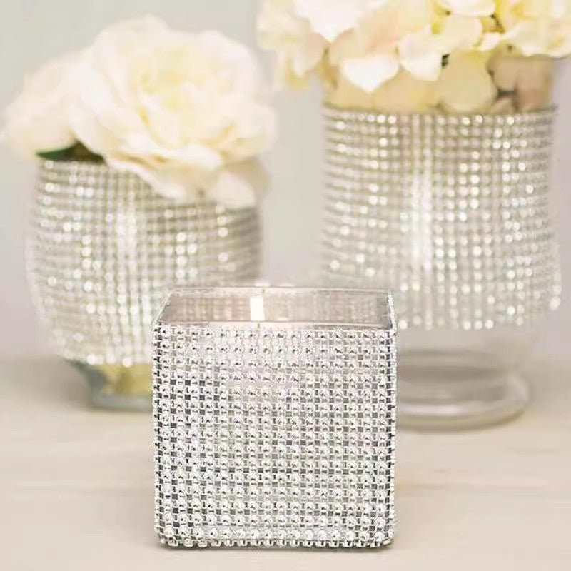 Diamond Rhinestone Ribbon Wrap Roll 5"x10 Yards Shiny Rose Gold - YauSpark