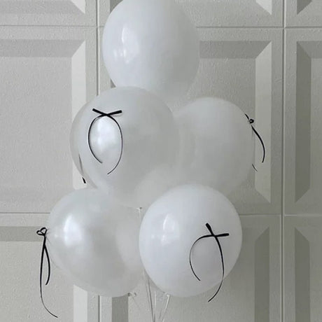 DIY Ribbon Bow Balloons Set 10" White - YauSpark