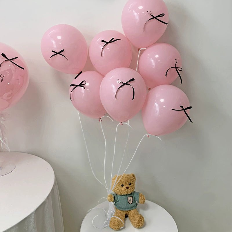 DIY Ribbon Bow Balloons Set 12" Soft Pink - YauSpark
