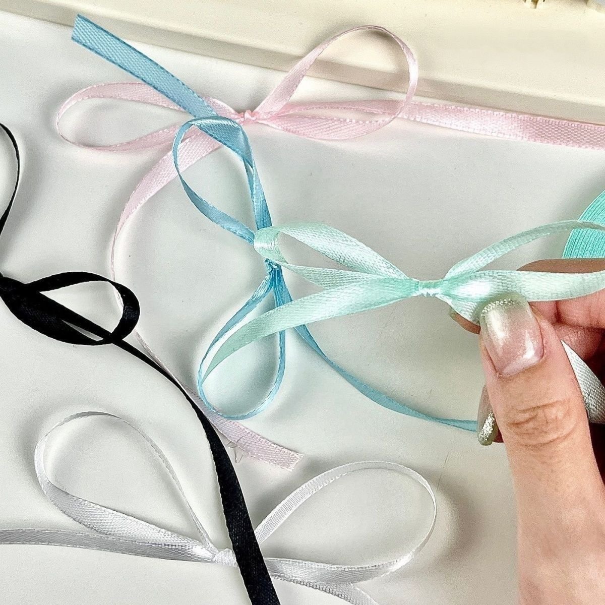 DIY Ribbon Bow Balloons Set with BOBO Balloon 18" Pearl Pink Soft Pink - YauSpark