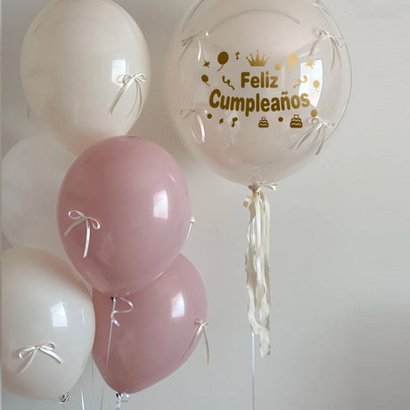 DIY Ribbon Bow Balloons Set with BOBO Balloon 18" White - YauSpark