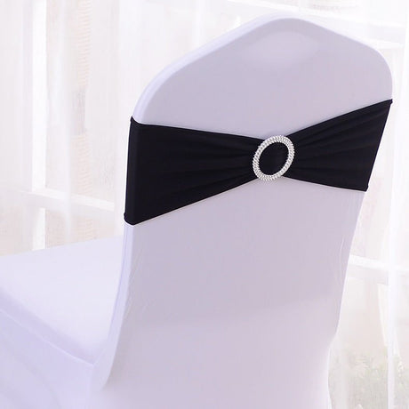Elastic Chair Back Bow 6"x14" Black - YauSpark
