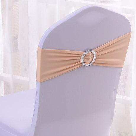 Elastic Chair Back Bow 6"x14" Champagne - YauSpark