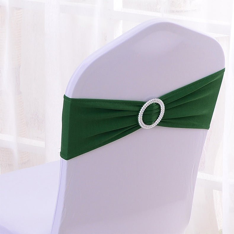 Elastic Chair Back Bow 6"x14" Dark Green - YauSpark